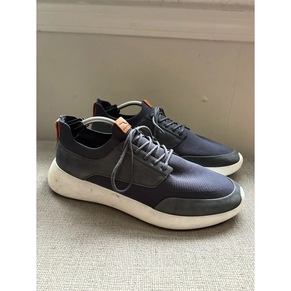 Wolf & Shepherd Toro Swiftknit Derby Casual Shoes Navy Blue Lace Up Leather Mesh